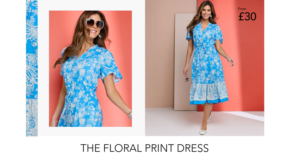 Border Print Short Sleeve Dress - LS667